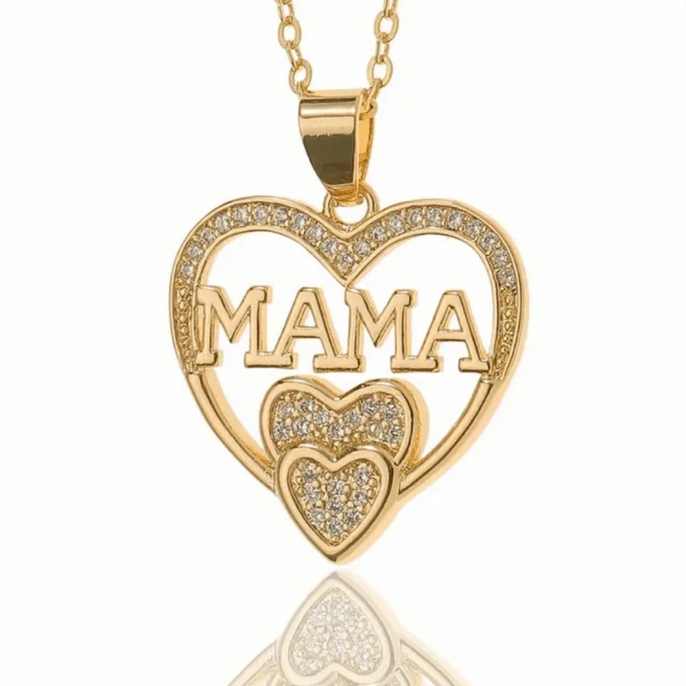 Gold Heart 'Mama' Pendant Necklace